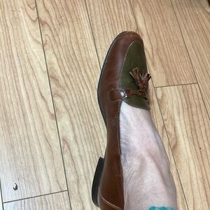 Ladies VINTAGE  Brown and Green Loafers